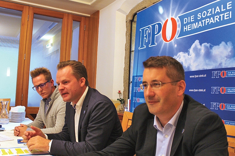 Die FPÖ-Wahlkandidaten NR. Walter Rauch, DI. Christian Schandor und Patrick Derler präsentierten ihr Wahlkampfprogramm.