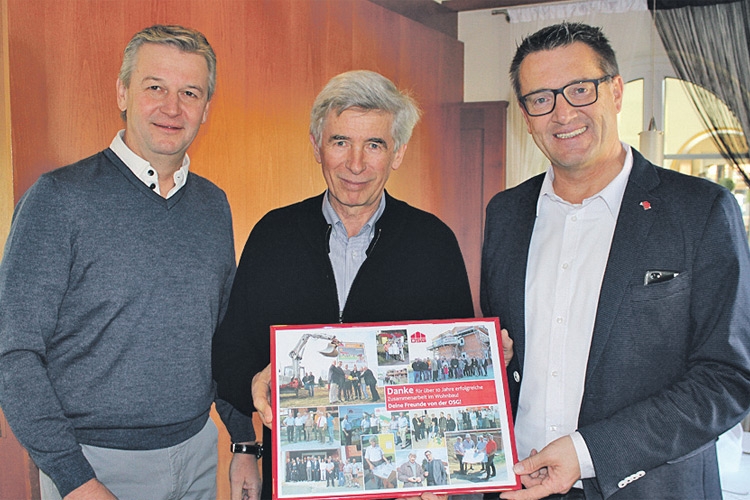 Von links: Bgm. Wolfgang Eder, Langzeitbürgermeister Franz Glaser und der Obmann der OSG Kommerzialrat Dr. Alfred Kollar.