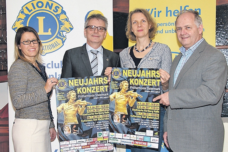 Vertreter der Lions Clubs Hartberg und Thermenland laden zu den Neujahrskonzerten mit der „Philharmonia Steiermark“ ein.