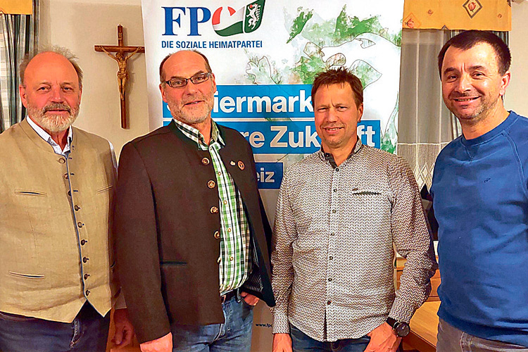 FPÖ Passail &amp; Neudorf: Obmann-Stv. Johann Schrei, OG-Obmann Robert Schaffer, Obmann-Stv. Edwin Bauer, Schriftführer Günter Karrer (v.l.).