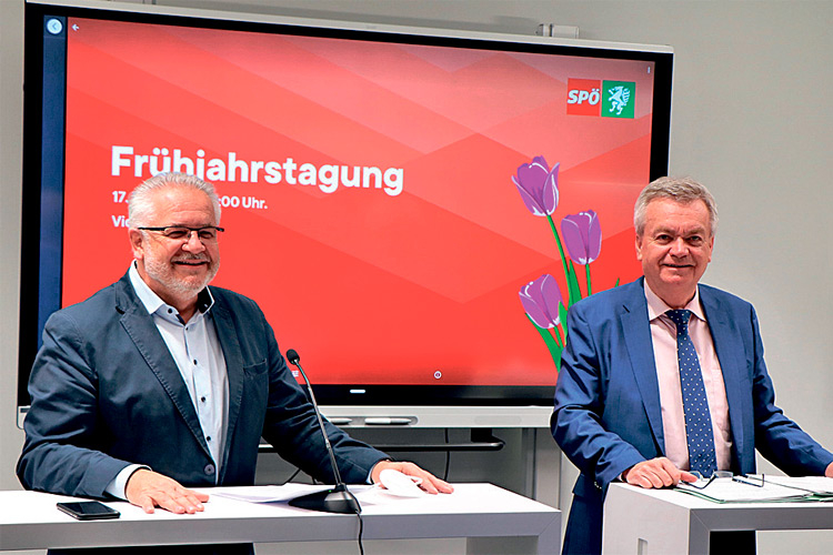 SPÖ-Landesgeschäftsführer Günter Pirker und Landesparteivorsitzender LH-Stv. Anton Lang luden kürzlich zur digitalen Frühjahrstagung.